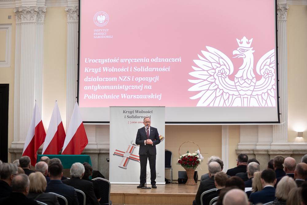 Uroczystość wręczenia Krzyży Wolności i Solidarności byłym działaczom NZS Politechniki Warszawskiej z lat 1980–1989 – Warszawa, 31 marca 2025. Fot. Sławek Kasper (IPN)