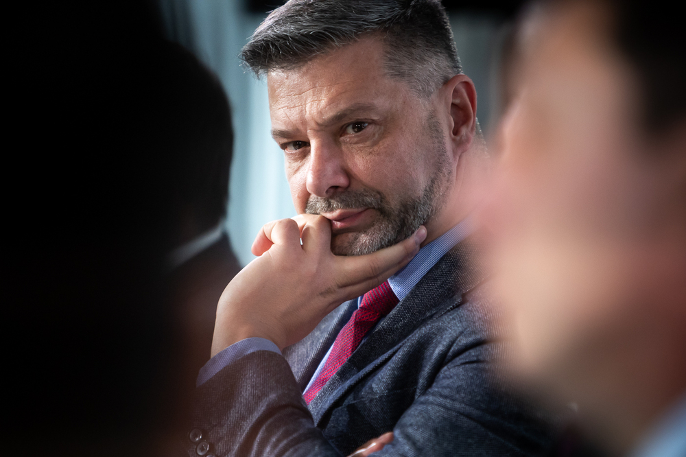 Debata naukowa „1945 – rok nowego zniewolenia. Doświadczenie Polski” – Warszawa, 16 kwietnia 2025. Na zdj. dr hab. Filip Musiał. Fot. Sławek Kasper (IPN)