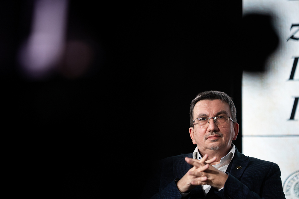 Debata naukowa „1945 – rok nowego zniewolenia. Doświadczenie Polski” – Warszawa, 16 kwietnia 2025. Na zdj. dr Tomasz Łabuszewski. Fot. Sławek Kasper (IPN)