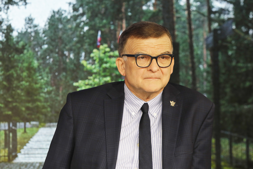 „Katyń. Zbrodnia, kłamstwo, droga do prawdy” – debata z udziałem publiczności – Warszawa, 16 kwietnia 2025. Na zdj. prof. Tadeusz Wolsza. Fot. Piotr Życieński (IPN)