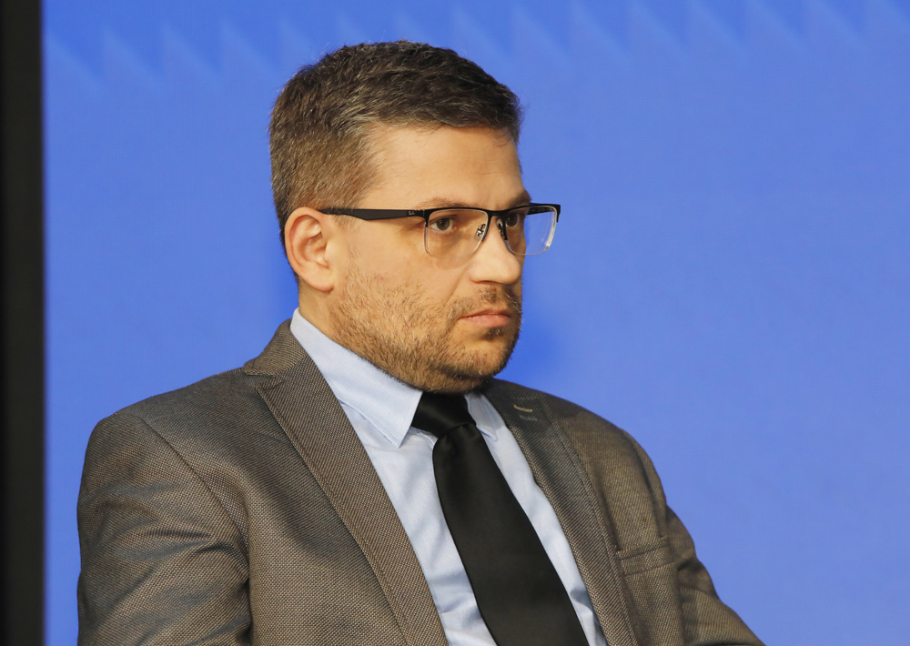 „Katyń. Zbrodnia, kłamstwo, droga do prawdy” – debata z udziałem publiczności – Warszawa, 16 kwietnia 2025. Na zdj. dr Paweł Libera. Fot. Piotr Życieński (IPN)