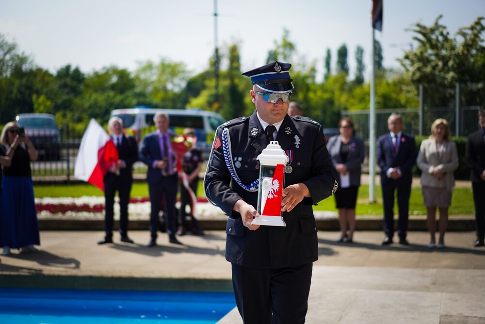 Instytut Pamięci Narodowej w Londynie – 2 maja 2025. Na zdj. prezes Międzynarodowej Ochotniczej Straży Pożarnej – Grupy Ratownictwa Specjalistycznego „Strażacy Wspólnie przeciw Białaczce” Paweł Gębalski. Fot. Mateusz Niegowski (IPN)