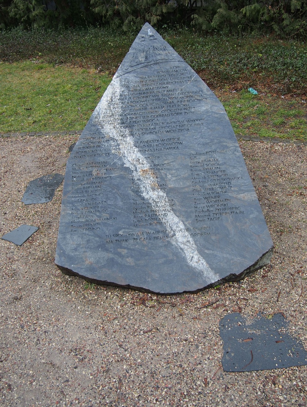 Obelisk u podnóża Kopca Powstańców Warszawskiego Getta (Kopca Anielewicza), 13 III 2023 r. (fot. Wojciech Kujawa)