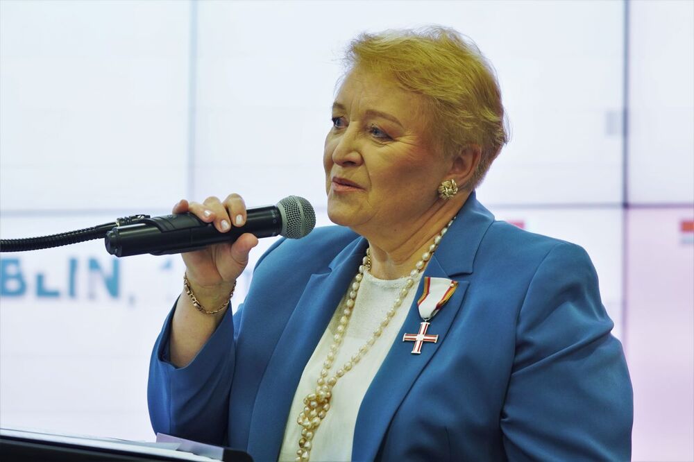 Uroczystość wręczenia Krzyży Wolności i Solidarności – Lublin, 15 maja 2025. Na zdj. dr hab. Alina Rynio. Fot. Dominik Borek (IPN)