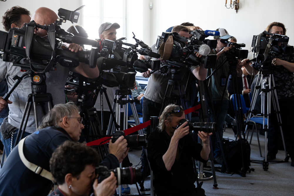 Konferencja prasowa dotycząca zakończenia terenowego etapu prac ekshumacyjnych w dawnej wsi Puźniki na terytorium Ukrainy – Warszawa, 21 maja 2025. Fot. Sławek Kasper (IPN)