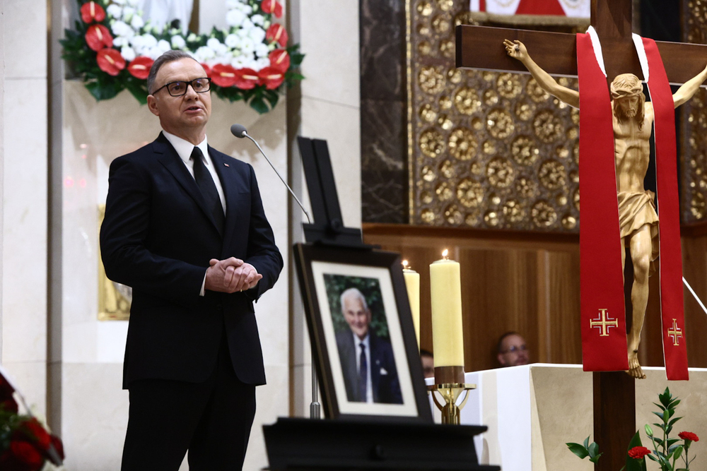 Pożegnanie śp. mjr. Bogusława Nizieńskiego – Warszawa, 29 maja 2025. Na zdj. prezydent RP Andrzej Duda. Fot. Sławek Kasper (IPN)