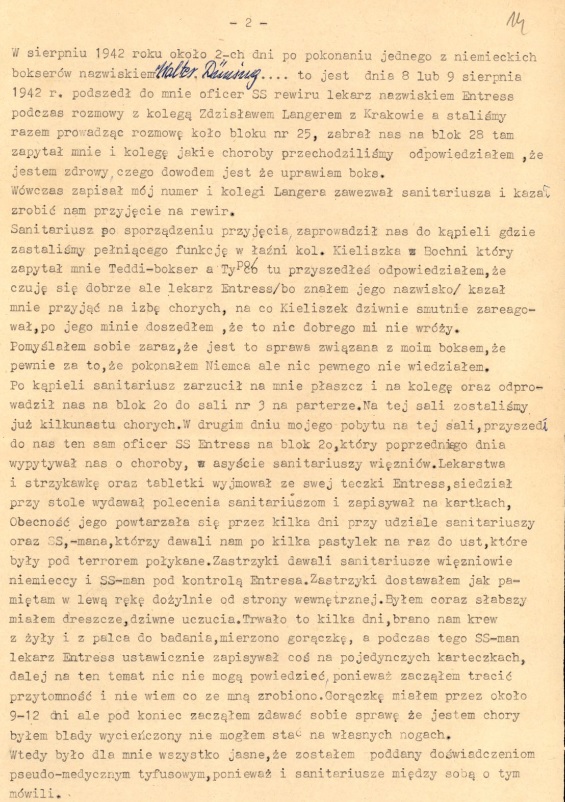 List Tadeusza Pietrzykowskiego do Zarządu Głównego  Czerwonego Krzyża w Warszawie, w którym opisuje eksperymenty pseudomedyczne, jakim był poddawany w KL Auschwitz, Archiwum IPN, akta o sygn. GK 927/982