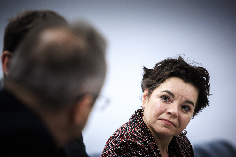 Delegacja z Flandrii z wizytą w Instytucie Pamięci Narodowej. Na zdj. naczelnik Wydziału Reagowania na Dyfamacje BWM dr Dorota Lewsza – Warszawa, 10 lipca 2025. Fot. Sławek Kasper (IPN)