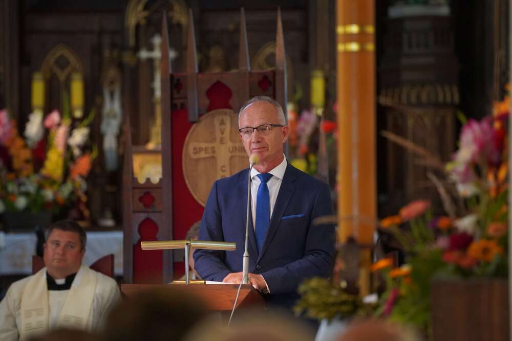 Uroczystości patriotyczne w Mokrymlipiu – 28 lipca 2025. Na zdj. zastępca prezesa IPN dr hab. Krzysztof Szwagrzyk. Fot. Dominik Borek (IPN)