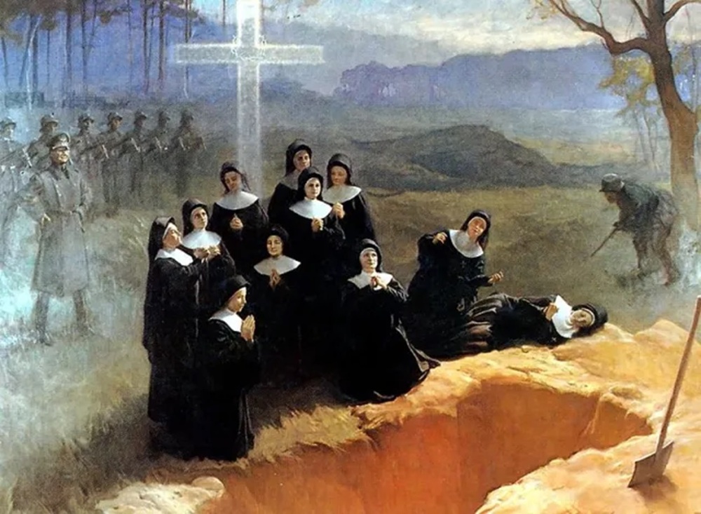 Śmierć 11 nazaretanek z Nowogródka w wizji malarskiej Adama Styki, 1948 r.