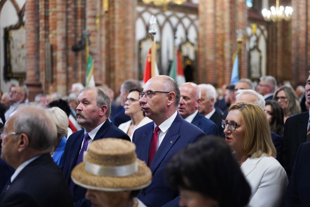Msza św. w siedleckiej katedrze Niepokalanego Poczęcia NMP podczas uroczystości rozpoczynających obchody 45. rocznicy powstania Rolniczej „Solidarności” – 24 sierpnia 2025. Fot. Mateusz Niegowski (IPN)
