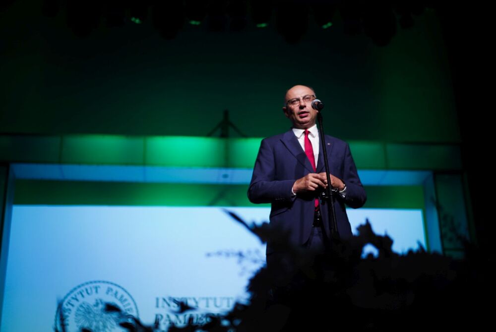 Uroczystości rozpoczynające obchody 45. rocznicy powstania Rolniczej „Solidarności”. Na zdj. dr Mateusz Szpytma, zastępca prezesa IPN – Siedlce, 24 sierpnia 2025. Fot. Mateusz Niegowski (IPN)