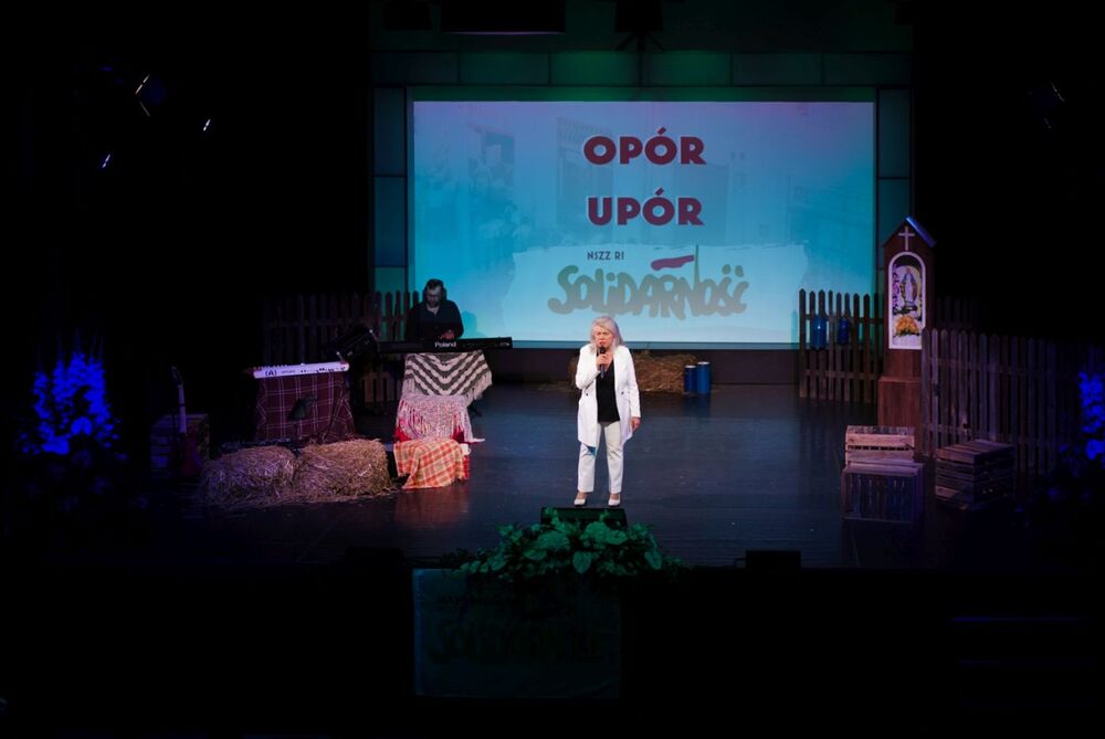 Spektakl IPN „Opór. Upór. Solidarność” podczas uroczystości rozpoczynających obchody 45. rocznicy powstania Rolniczej „Solidarności” – Siedlce, 24 sierpnia 2025. Fot. Mateusz Niegowski (IPN)
