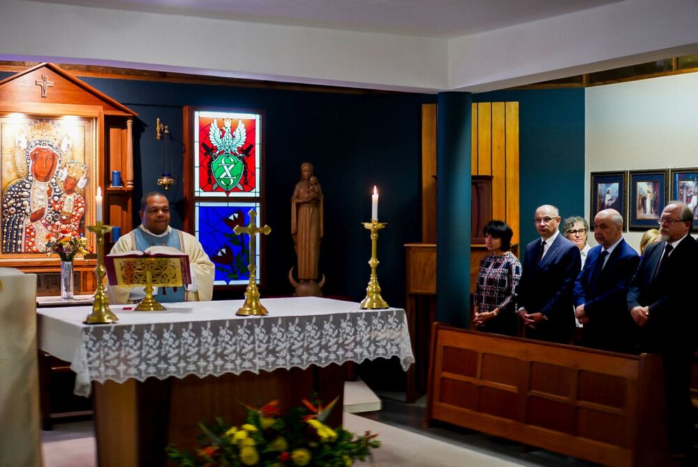 Msza święta w kaplicy Czarnej Madonny w Oudtshoorn (RPA) – 24 września 2025. Fot. Mateusz Niegowski (IPN)