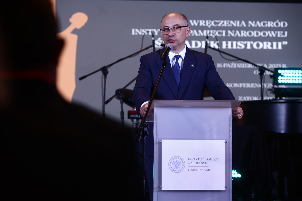 Gala wręczenia nagród „Świadek Historii” – Łódź, 16 października 2025. Na zdj. zastępca prezesa IPN dr Mateusz Szpytma. Fot. Sławek Kasper (IPN)