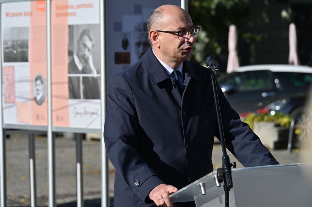 Uroczystości upamiętniające Wincentego Witosa i Ignacego Daszyńskiego – Kraków, 31 października 2025. Na zdj. zastępca prezesa IPN dr Mateusz Szpytma. Fot. Janusz Ślęzak (IPN)