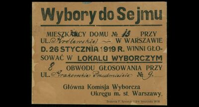 Ulotka informacyjna z 1919 r. Źródło Biblioteka Cyfrowa Polona