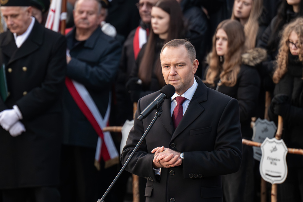 44. rocznica pacyfikacji kopalni „Wujek”. Na zdj. Prezydent RP Karol Nawrocki – Katowice, 16 grudnia 2025. Fot. Krzysztof Łojko (IPN)