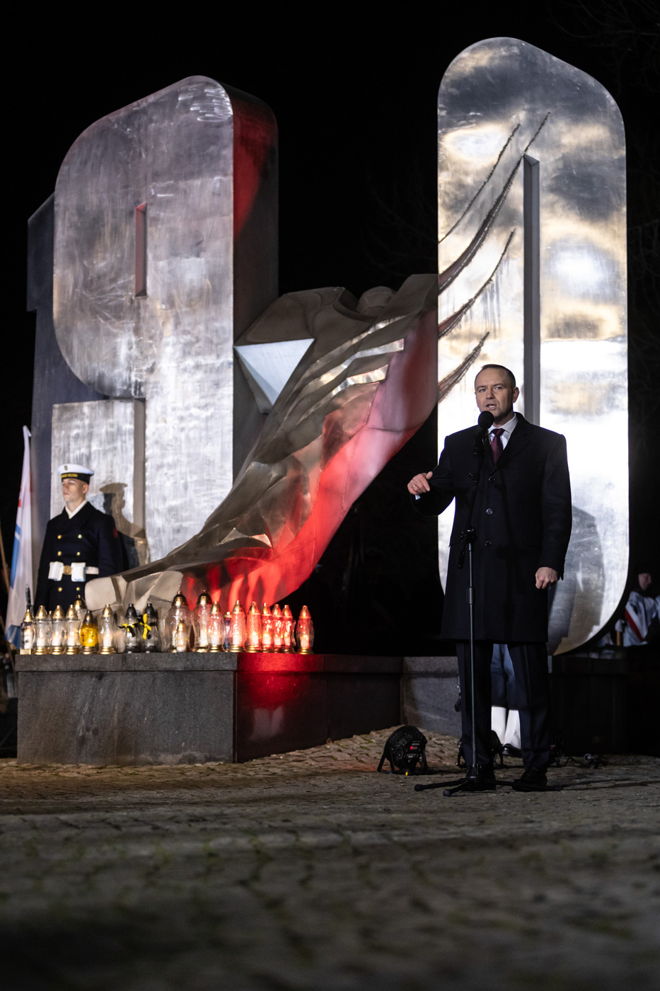 55. rocznica Grudnia '70. Na zdj. Prezydent RP Karol Nawrocki – Gdynia, 17 grudnia 2025. Fot. Roman Jocher