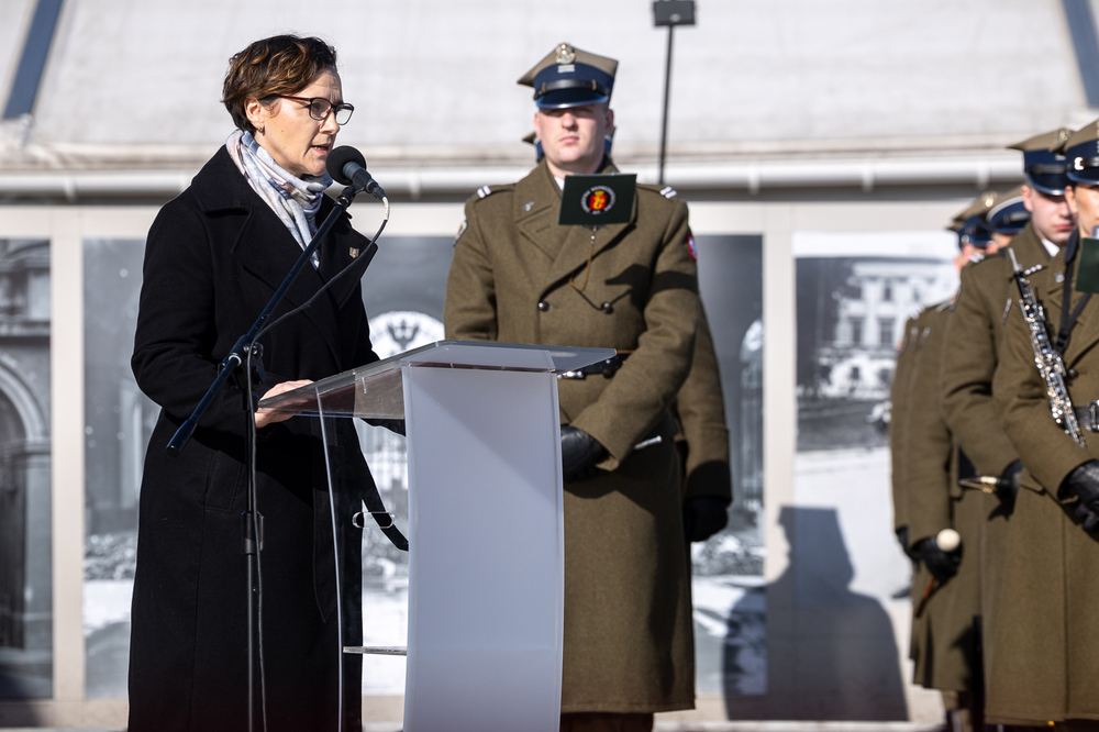 Oddaliśmy hołd ofiarom zbrodni w Hucie Pieniackiej. Na zdj. doradca Prezydenta RP Adrianna Garnik – Warszawa, 28 lutego 2026. Fot. Sławek Kasper (IPN)