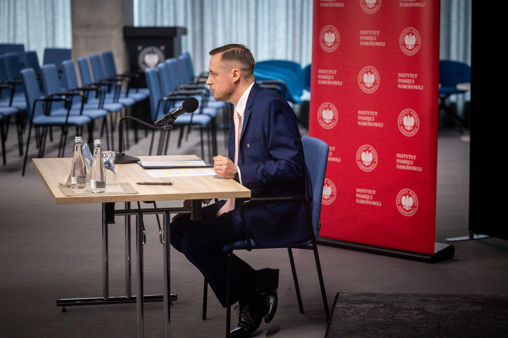 Przesłuchanie kandydatów na stanowisko Prezesa Instytutu Pamięci Narodowej. Na zdj. dr Tomasz Ceglarz – 14 kwietnia 2026. Fot. Sławek Kasper (IPN)