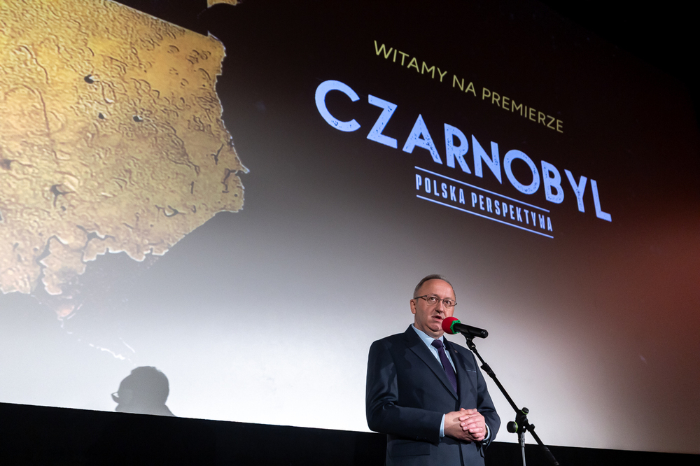 Premierowy pokaz filmu dokumentalnego IPN „Czarnobyl. Polska perspektywa”. Na zdj. zastępca prezesa IPN dr hab. Karol Polejowski – Warszawa, 24 kwietnia 2026. Fot. Sławek Kasper (IPN)