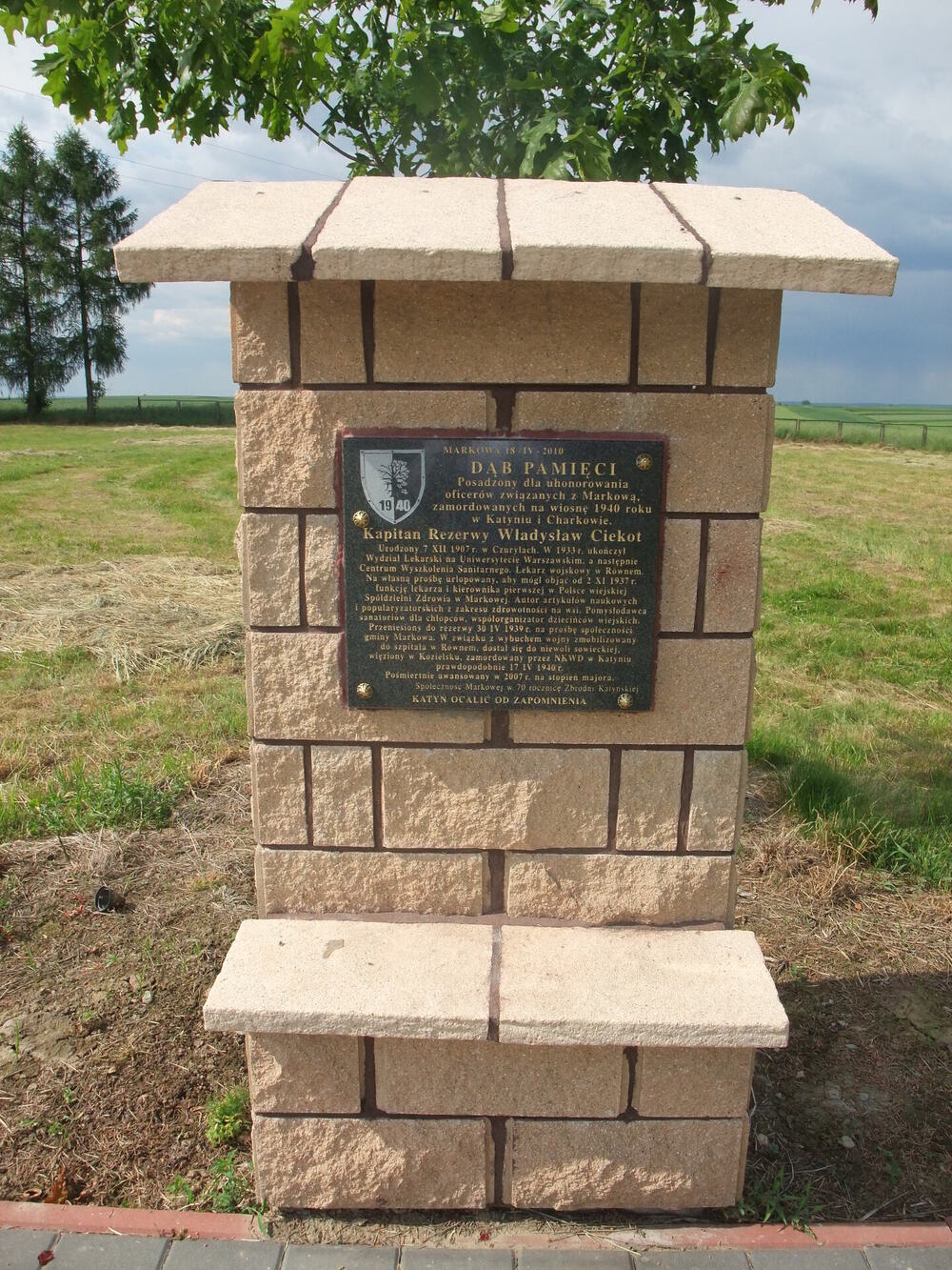 Symboliczny dąb katyński upamiętniający Władysława Ciekota. Fot. IPN