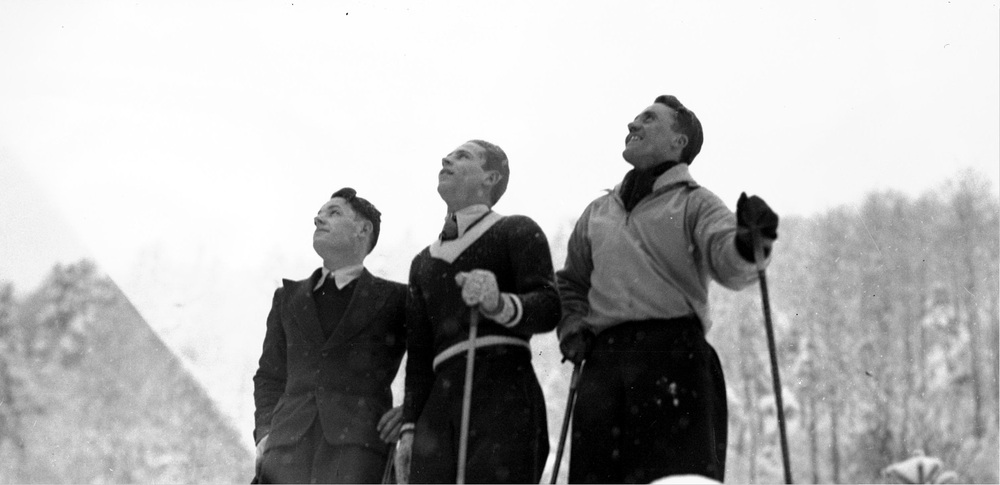 Andrzej Marusarz, Stanisław Marusarz i Bronisław Czech podczas treningu, 1935 r. (fot. NAC)