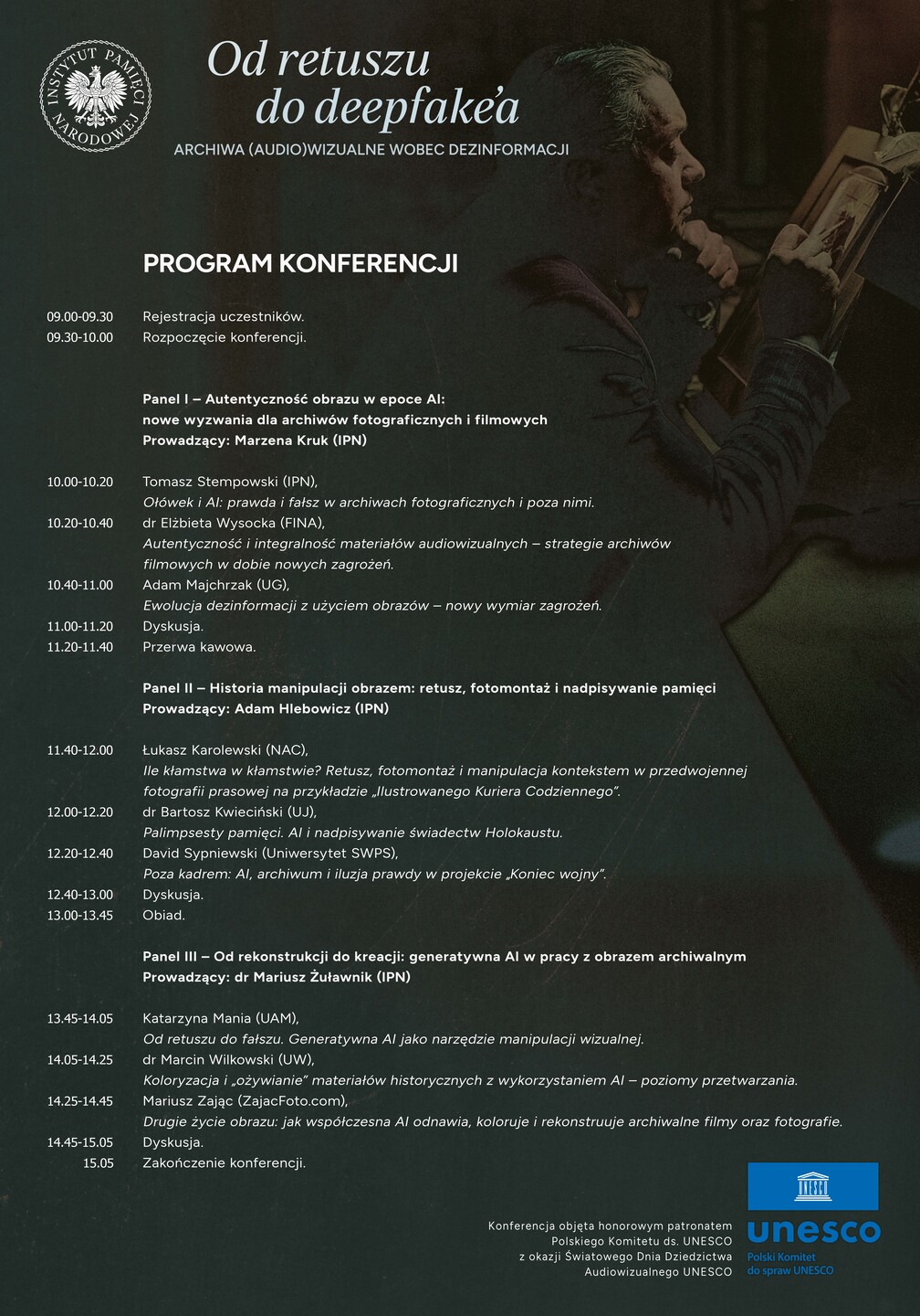 Program konferencji naukowej „Od retuszu do deepfake'a. Archiwa (audio)wizualne wobec dezinformacji” – Warszawa, 27 października 2026