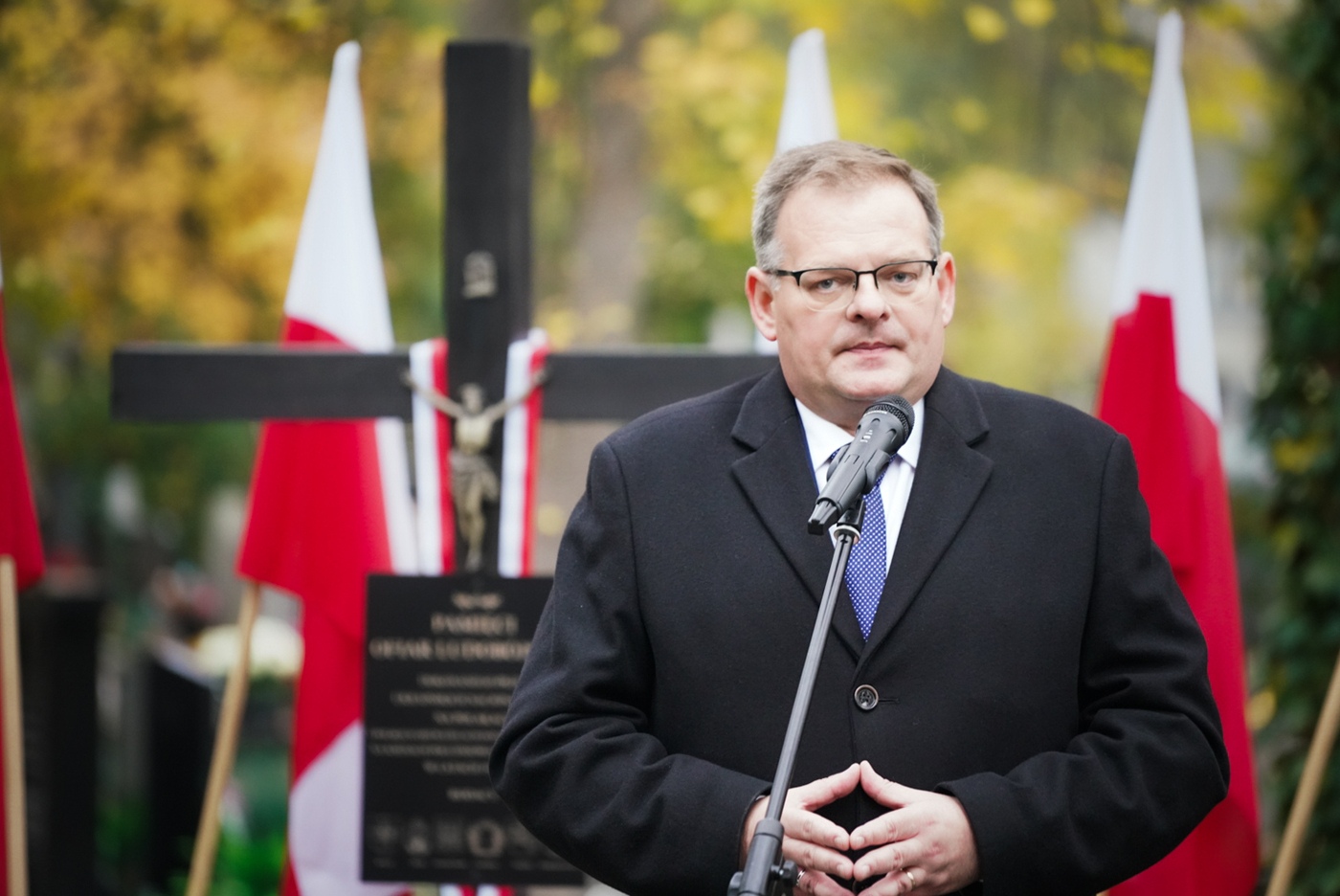 Uroczystość poświęcenia i wmurowania kamienia węgielnego pod budowę Pomnika Ofiar Ludobójstwa na Wołyniu i w Małopolsce Wschodniej. Warszawa, 30 października 2026 r. Fot. Mateusz Niegowski (IPN)