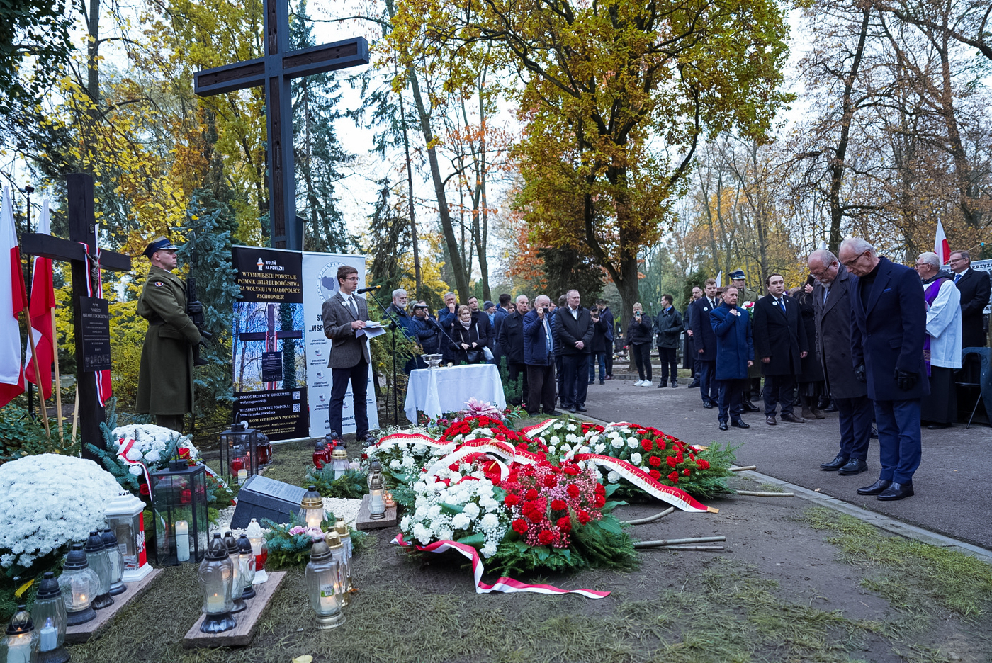Uroczystość poświęcenia i wmurowania kamienia węgielnego pod budowę Pomnika Ofiar Ludobójstwa na Wołyniu i w Małopolsce Wschodniej. Warszawa, 30 października 2026 r. Fot. Mateusz Niegowski (IPN)