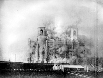 Burzenie soboru Chrystusa Zbawiciela, Moskwa 1931. Fot. Wikimedia Commons