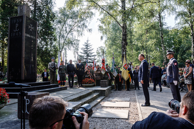 Uroczystości pod pomnikiem Gloria Victis na Cmentarzu Wojskowym na Powązkach. 1 sierpnia 2018. Fot. Sławek Kasper (IPN)