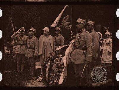 Kadr z filmu „Z wycieczki Stowarzyszenia Weteranów do Polski”, 1927 r. (Archiwum IPN)