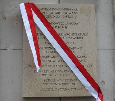 Uroczystość odsłonięcia tablicy pamiątkowej poświęconej Janowi Rodowiczowi „Anodzie” – Warszawa, 18 grudnia 2018