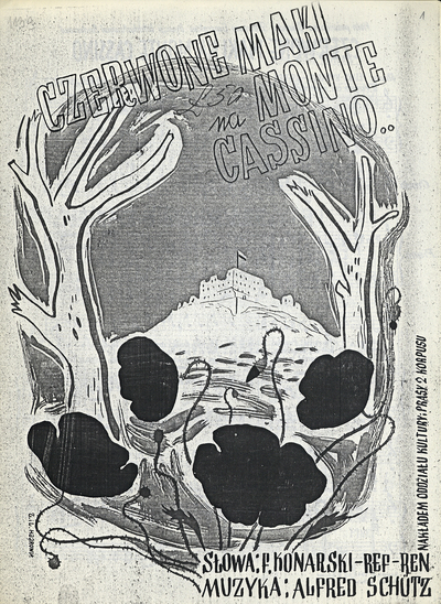 Twórczość literacka – Feliks Konarski „Czerwone maki na Monte Cassino&quot;, tekst i notacja muzyczna z 1946 r., IPN BU 3563/31