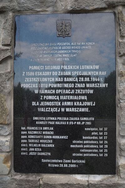 75. rocznica tragicznej śmierci polskiej załogi Halifaxa – Krzywa-Banica, 30 sierpnia 2019