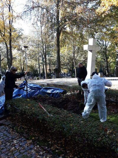 Prace poszukiwawcze na terenie cmentarza komunalnego w Słupsku