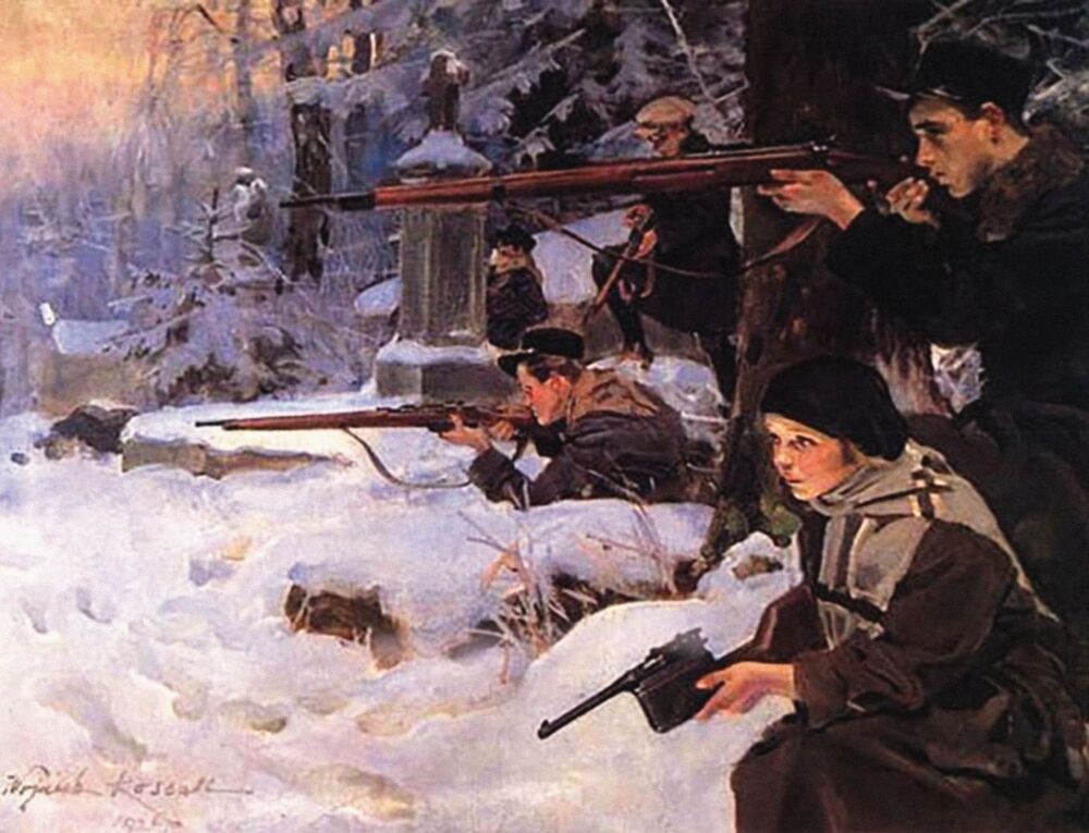 Wojciech Kossak, Orlęta – obrona cmentarza, 1926 r. Fot. Wikimedia Commons