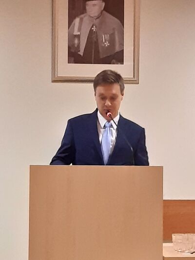 Dr Mariusz Żuławnik podczas sympozjum naukowego „Problemy funkcji archiwów” – Toruń, 7–8 listopada 2019. Fot. IPN