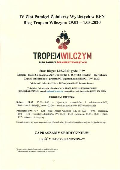 IV Zlot Pamięci Żołnierzy Wyklętych w RFN – 29 lutego – 1 marca 2020