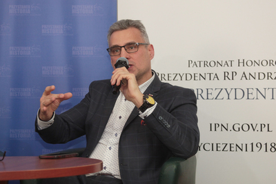 W dyskusji „Czy polska tożsamość narodowa jest zagrożona?” wziął udział Piotr Woyciechowski – Warszawa, 4 lutego 2020. Fot. Piotr Życieński (IPN)