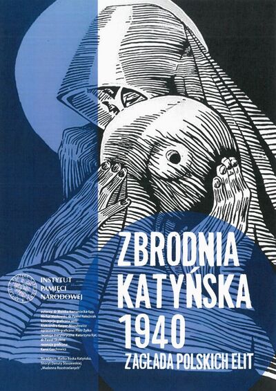 panel wystawy „Zbrodnia Katyńska 1940. Zagłada polskich elit”