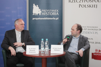 Dyskusja o biografii kardynała Wyszyńskiego w rocznicę śmierci Prymasa – 28 maja 2020. Fot. Piotr Życieński (IPN)