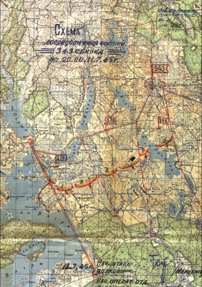 Mapa-schemat rozśrodkowania jednostek sowieckich podczas akcji przeciw żołnierzom podziemia niepodległościowego, 11 VII 1945 r.