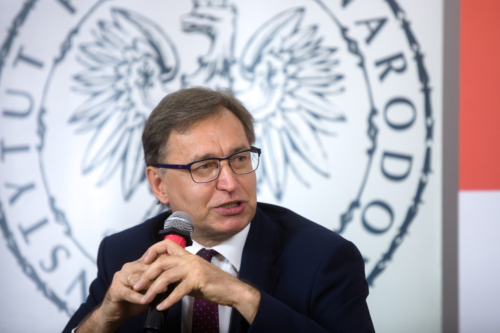 Prezes IPN dr Jarosław Szarek podczas konferencji prasowej w 40 rocznicę powstania Solidarności – Warszawa, 26 sierpnia 2020. Fot. Sławek Kasper (IPN)