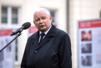 Prezes PiS Jarosław Kaczyński. Otwarcie wystawy „Lech Kaczyński. Człowiek Solidarności (1949–2010)” – Warszawa, 7 września 2020. Fot. Sławek Kasper (IPN)