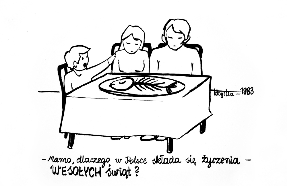 Kartka świąteczna z lat osiemdziesiątych XX wieku. AIPN Rzeszów. Darowizna przekazana przez Annę Leszczyńską
