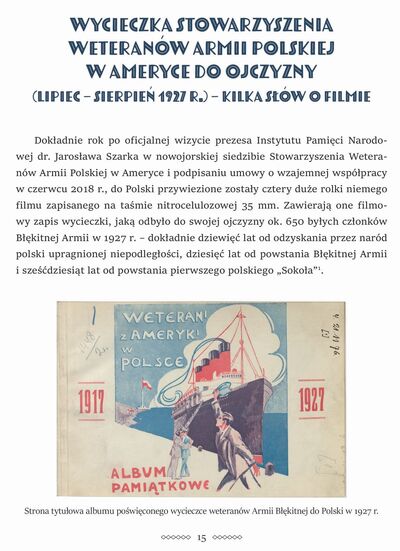 Wycieczka do Polski zorganizowana przez Stowarzyszenie Weteranów Armii Polskiej w roku 1927