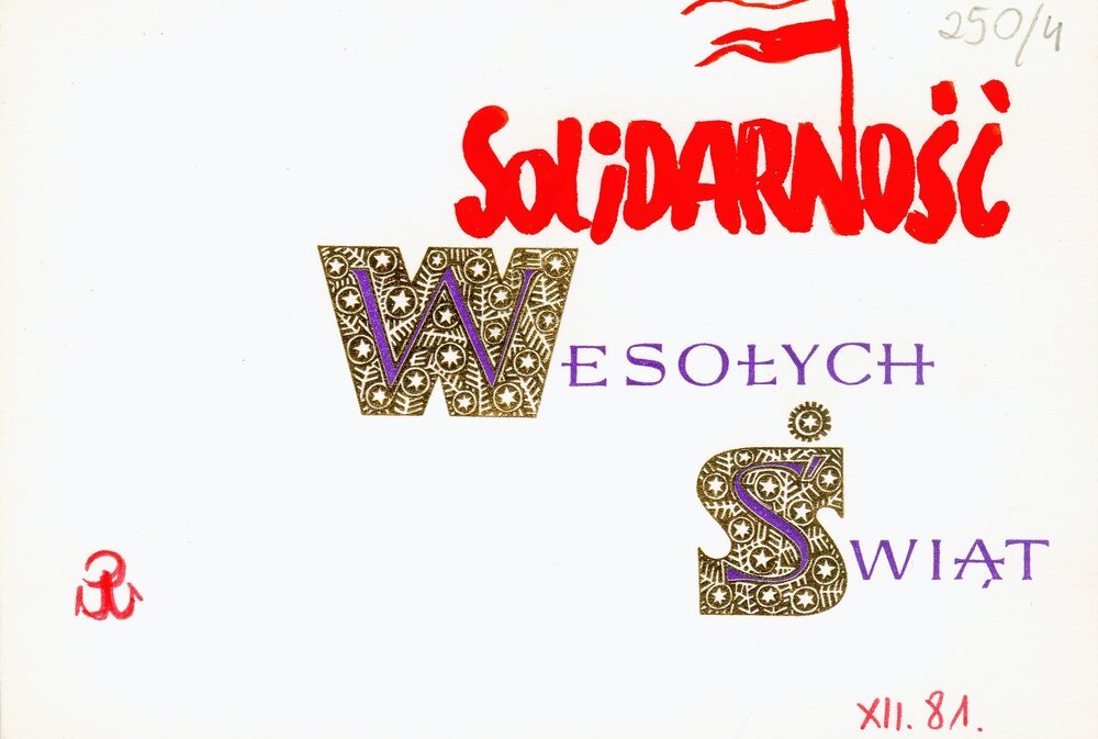 Kartka świąteczna od kieleckiego podziemia solidarnościowego. Grudzień 1981. Ze zbiorów IPN